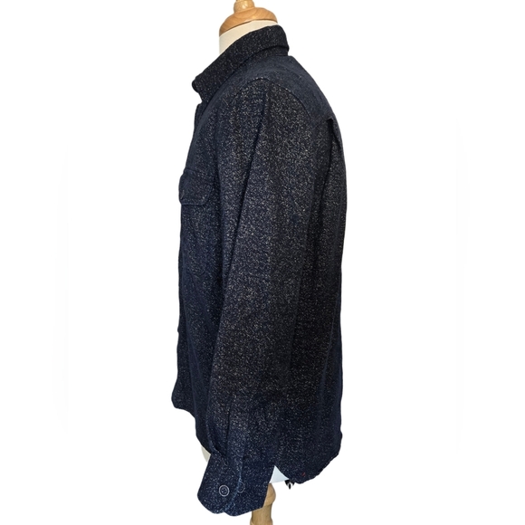 Freedom Foundry Men’s Navy Speckled Cotton Shirt Jacket M Lined Heavy Flannel - Picture 3 of 11